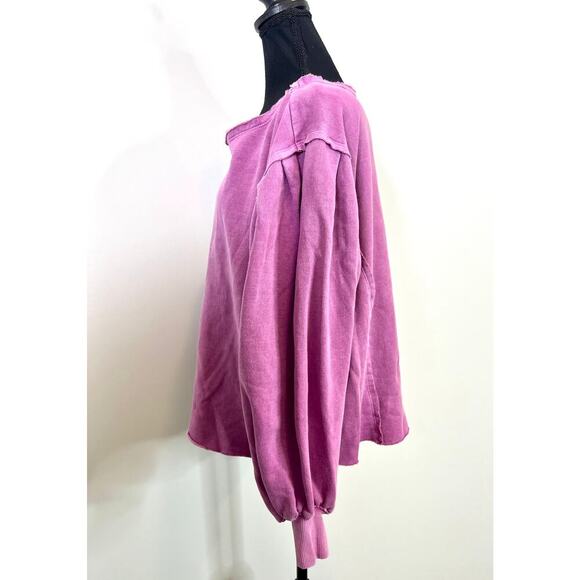 We The Free Rosey Pullover Sweater in Pink Size XS Pleated Knit Boho Outdoor - Picture 4 of 6